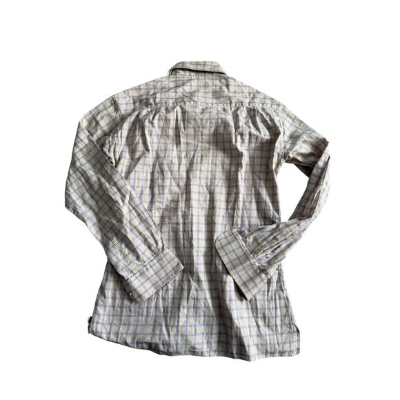 ERMENEGILDO ZEGNA Yellow Purple Plaid Button Down Shirt Size Medium - Picture 3 of 8